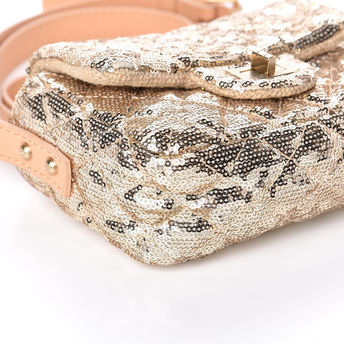 Sequin Mini Reissue Messenger Flap Gold