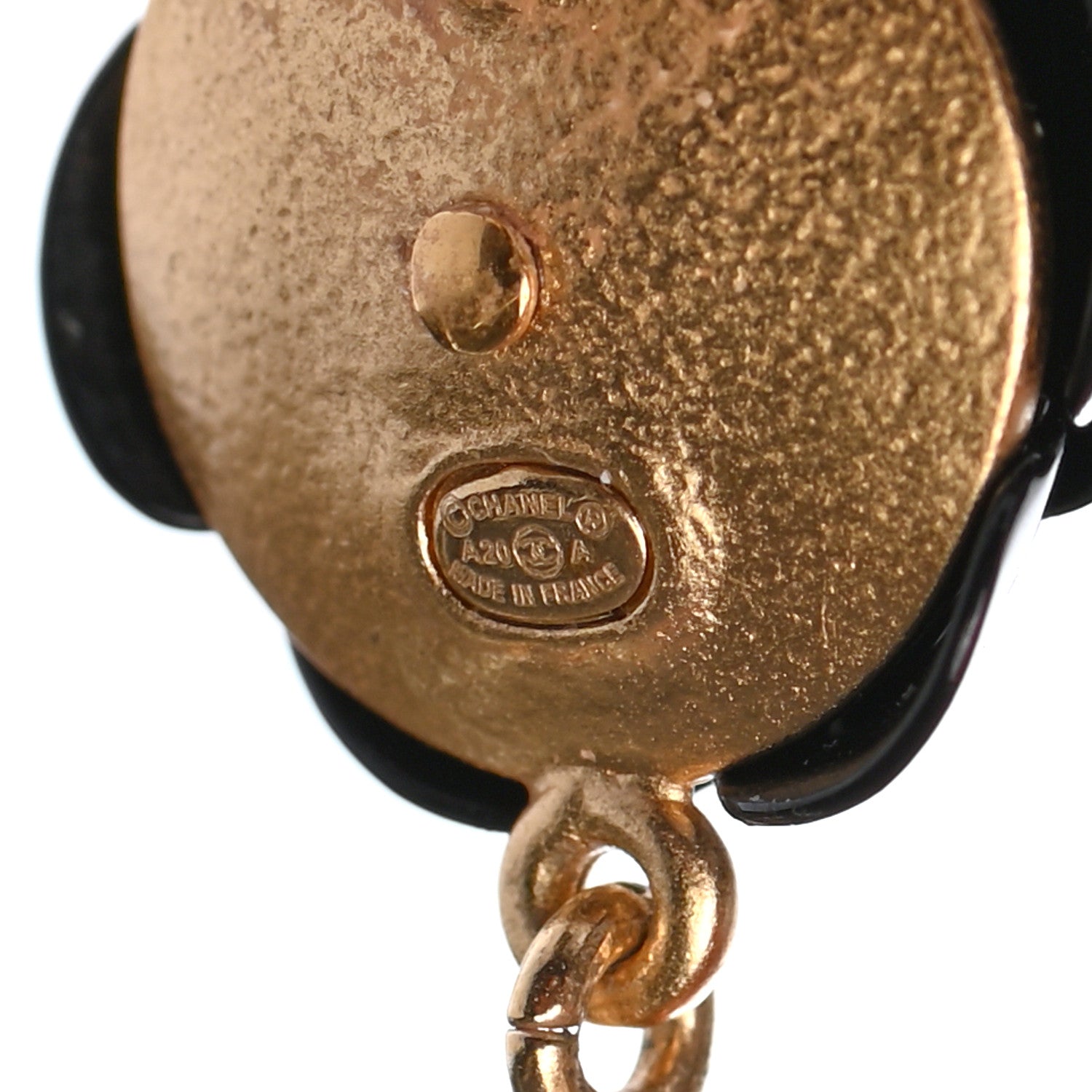 Chanel Enamel Crystal Pearl CC Camellia Drop Earrings Black Gold 4 of 4