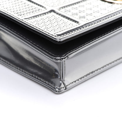 Christian Dior Metallic Patent Micro-Cannage Diorama Wallet on Chain Pouch Silver 8 of 10
