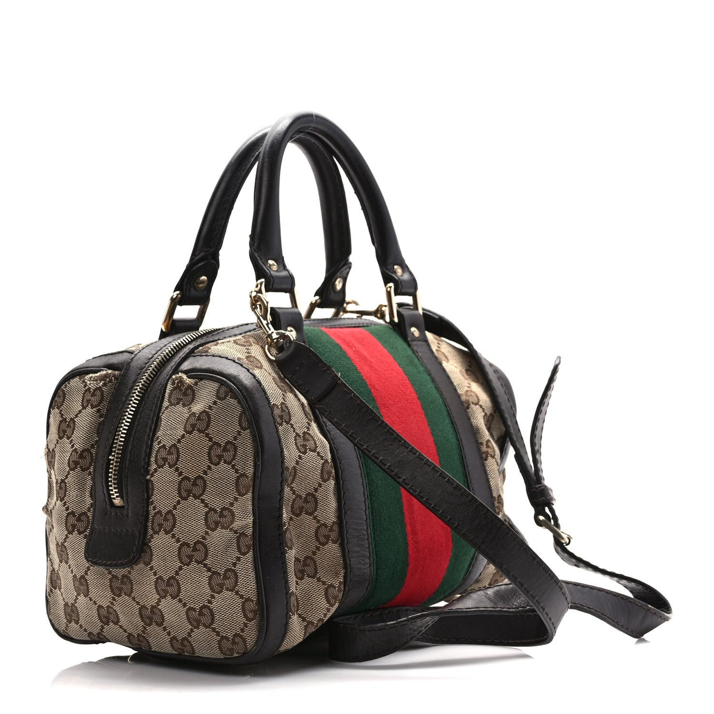 Monogram Vintage Web Small Boston Dark Brown