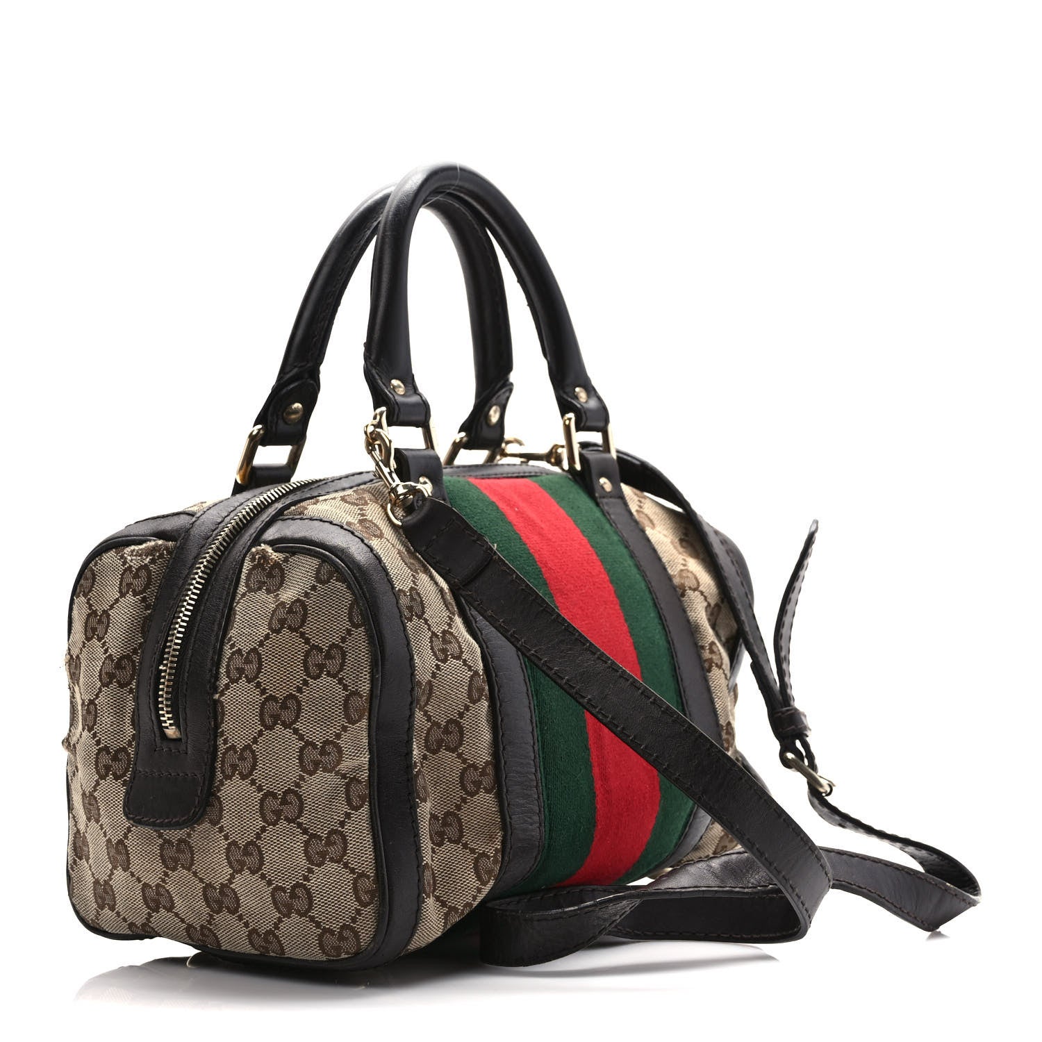 Gucci Monogram Vintage Web Small Boston Dark Brown 3 of 18