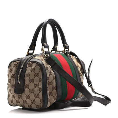 Gucci Monogram Vintage Web Small Boston Dark Brown 3 of 18