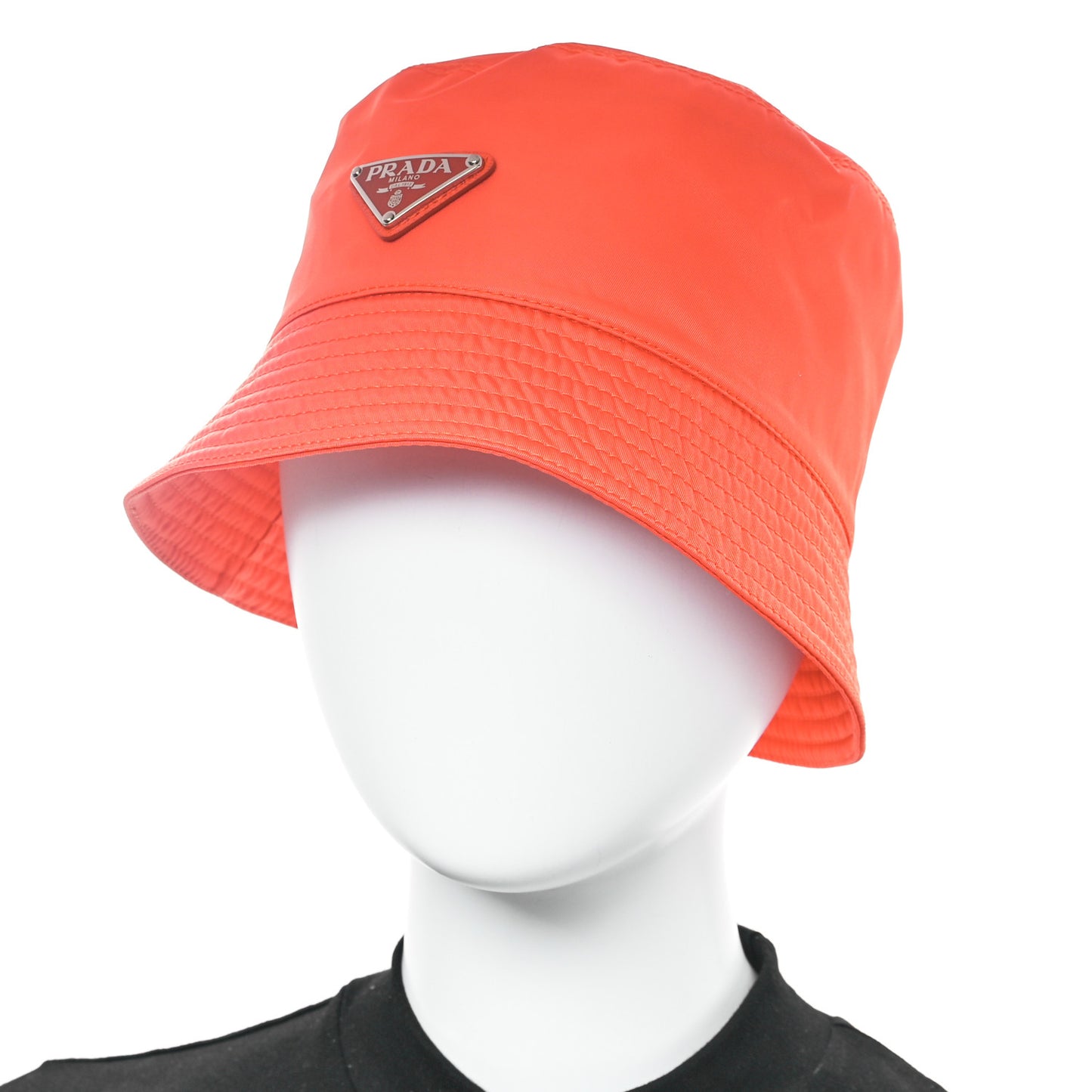 Re-Nylon Metal Triangle Logo Womens Bucket Hat M Arancio