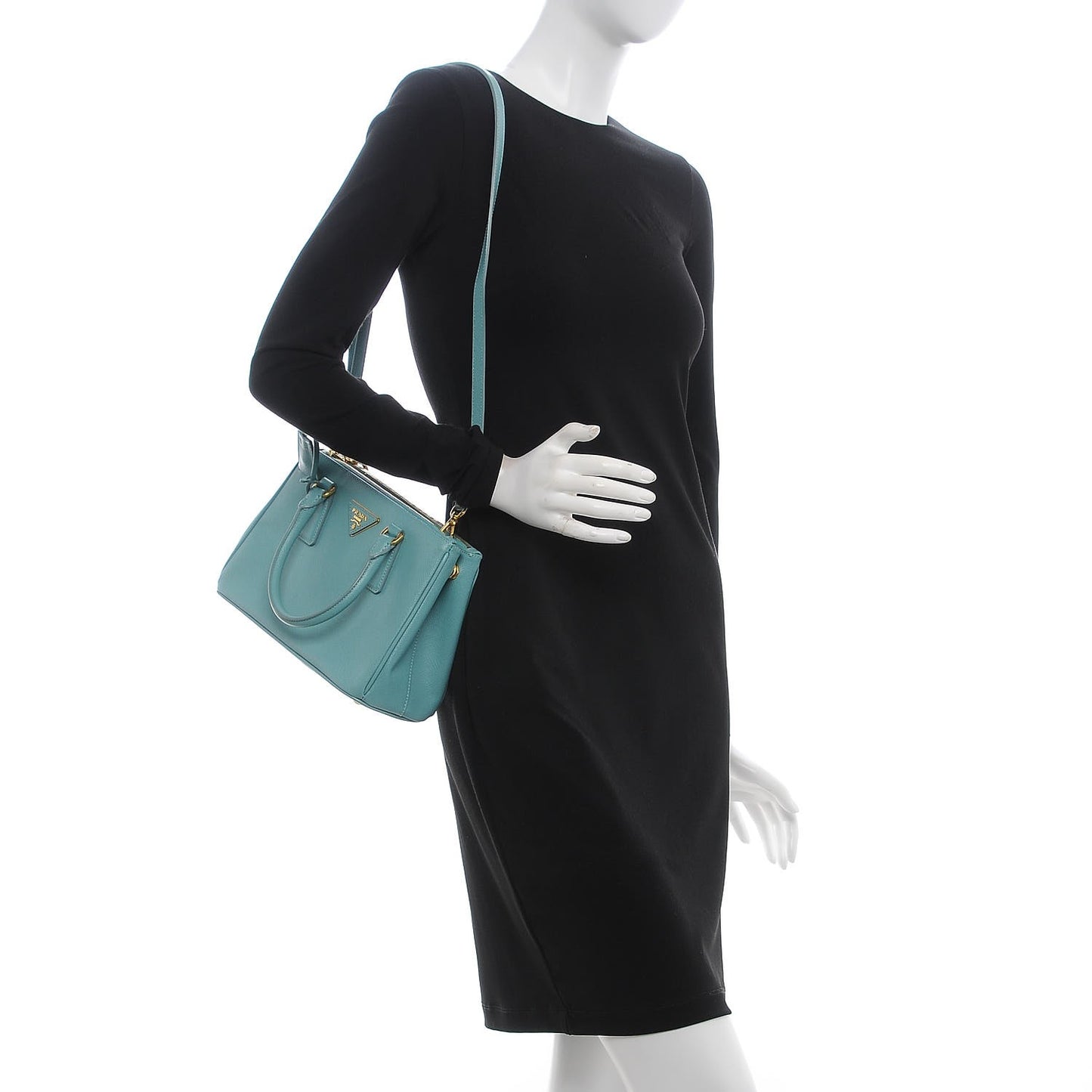 Saffiano Lux Mini Galleria Double Zip Tote Anice
