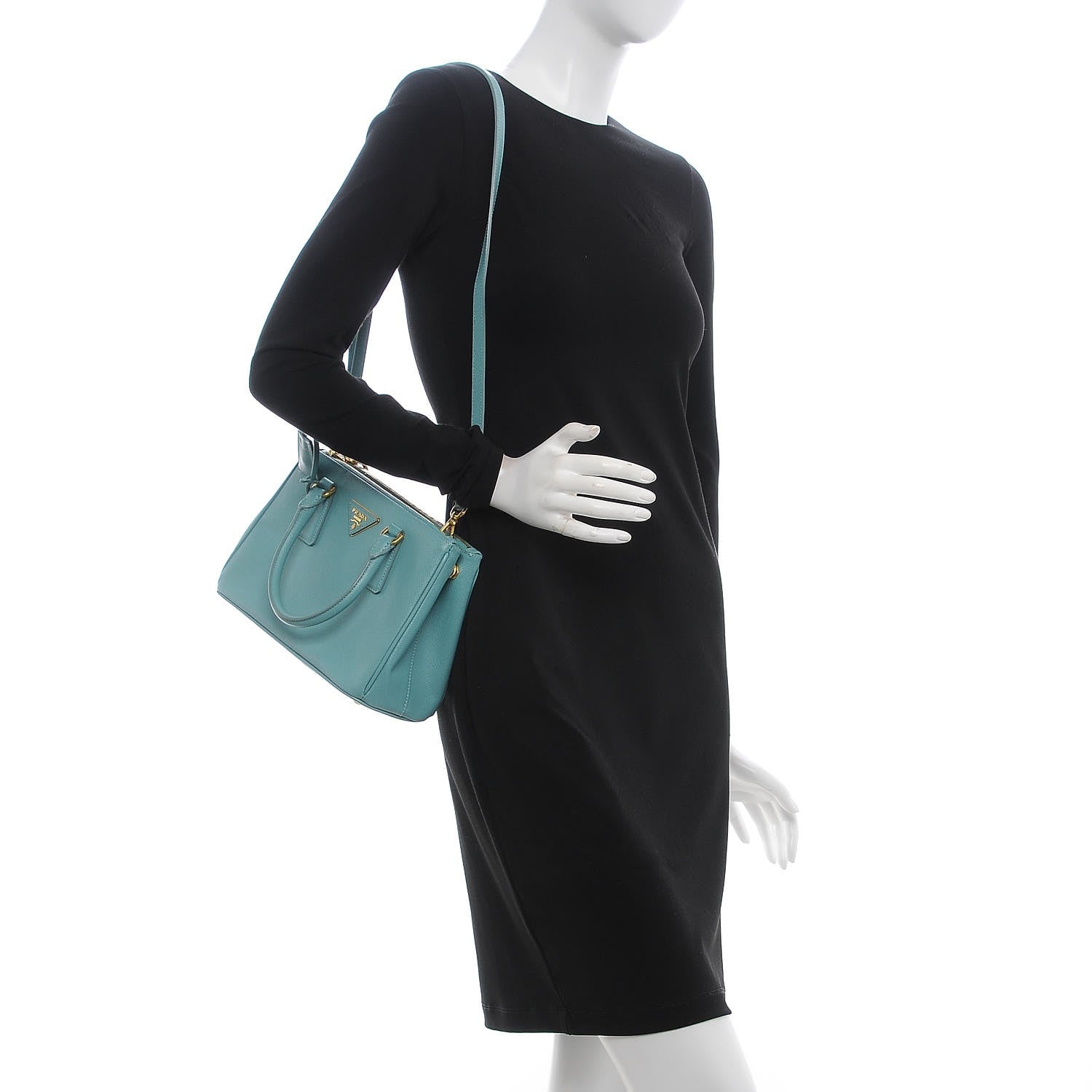 Prada Saffiano Lux Mini Galleria Double Zip Tote Anice 2 of 7