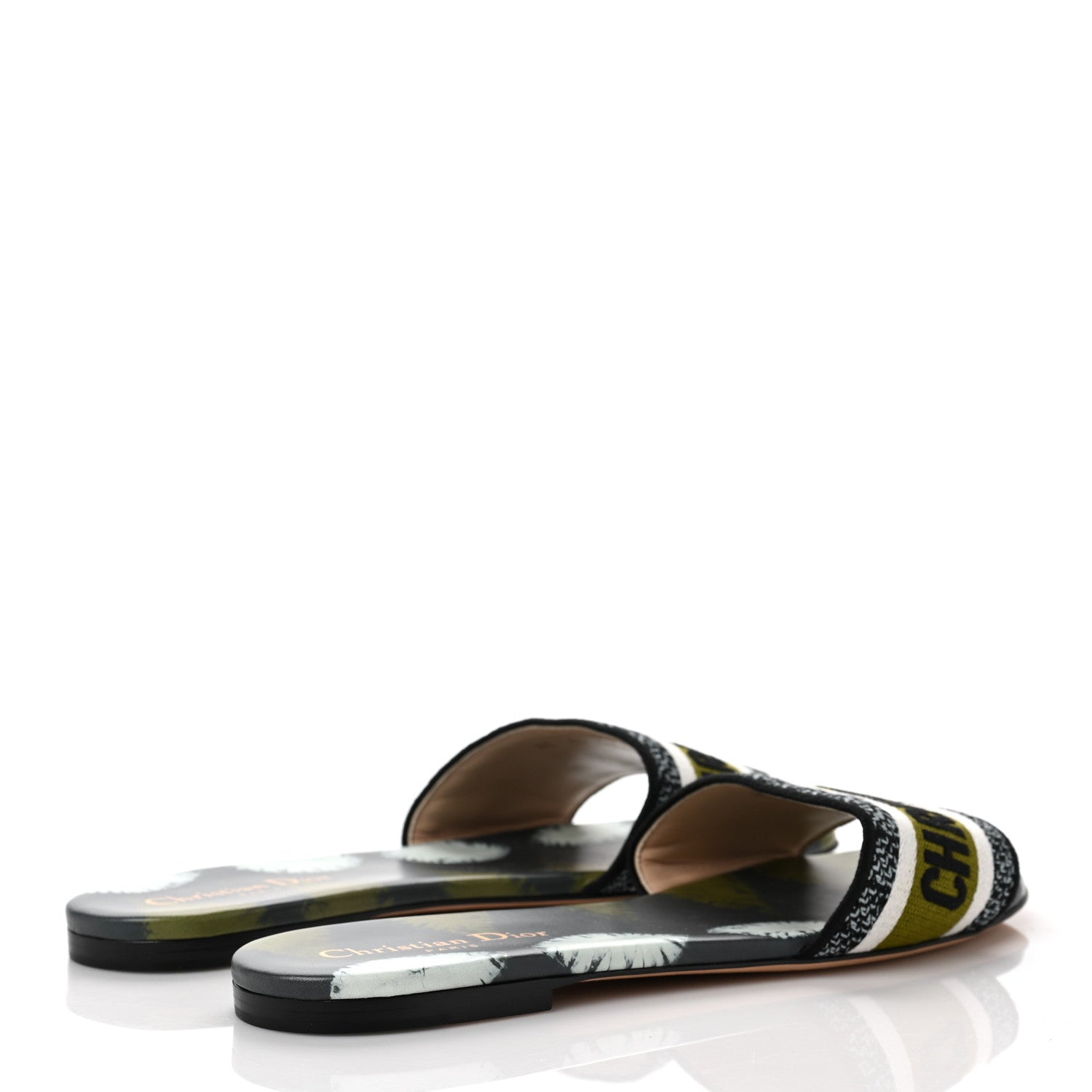 Christian Dior Canvas Tie Dye Embroidered Dway Mules Slide Sandals 40 Green Multicolor 4 of 8