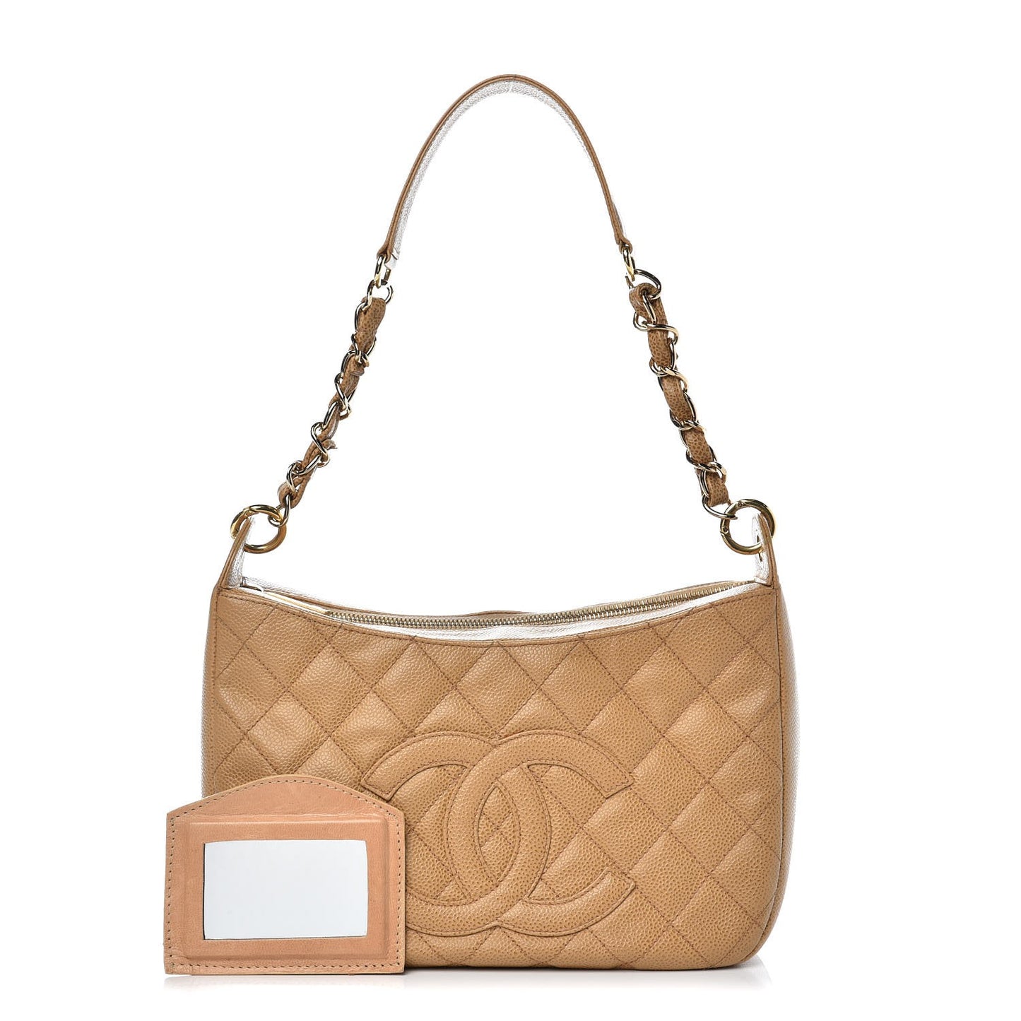 Caviar Quilted Timeless CC Shoulder Bag Beige