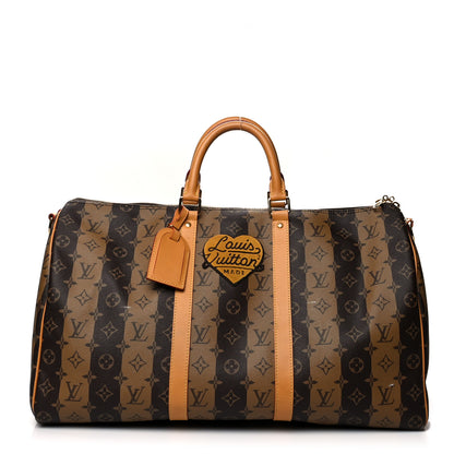 Louis Vuitton X NIGO Reverse Monogram Stripe Keepall Bandouliere 50 Brown 1 of 17
