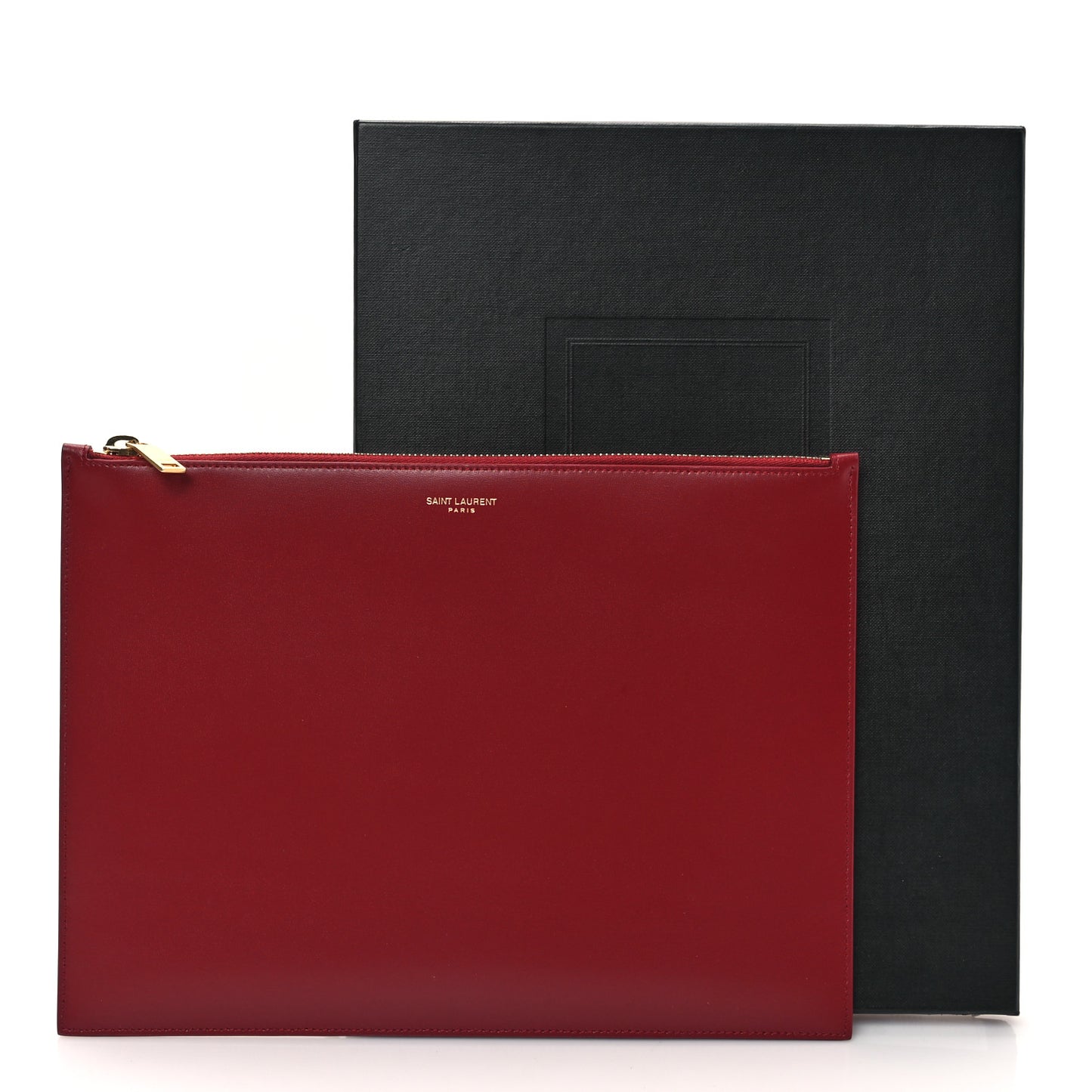 Calfskin Medium Zip Clutch Red