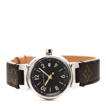 Louis Vuitton Stainless Steel Monogram 28mm Tambour Quartz Watch Brown 2 of 4
