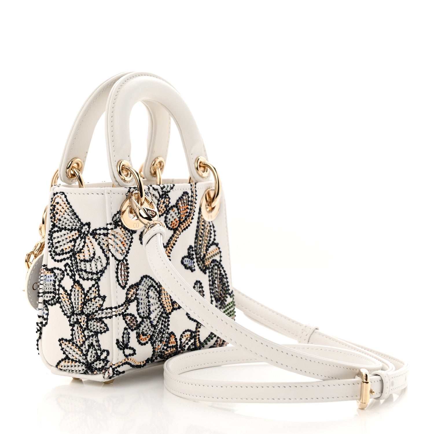 Christian Dior Toile de Jouy Mexico Motif Microbead Embroidered Micro Lady Dior Multicolor 3 of 10