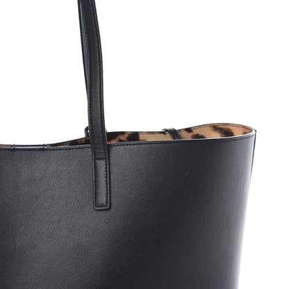 Saint Laurent Calfskin Large Leopard Print Shopping Tote Black 12 of 14