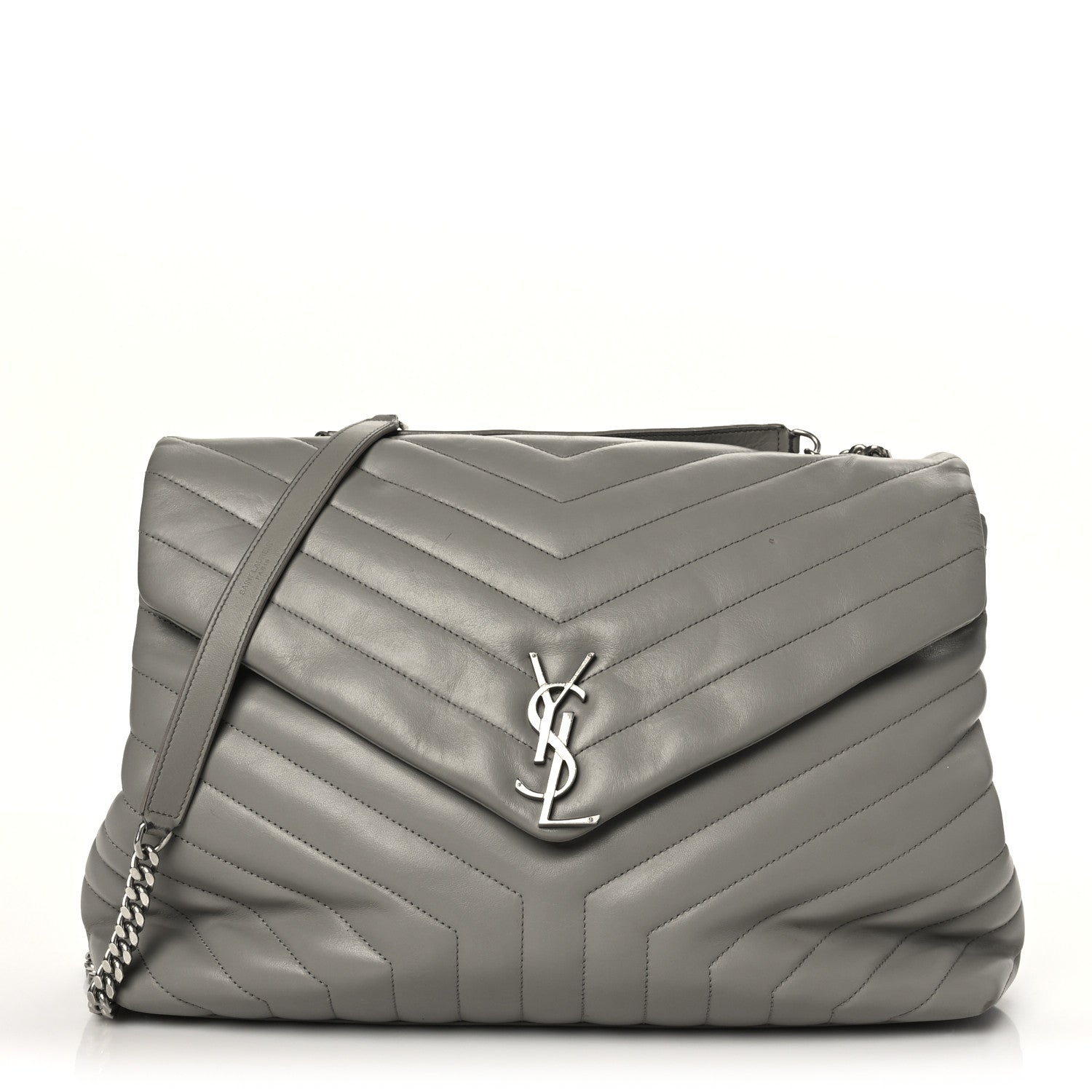 Saint Laurent Calfskin Y Quilted Monogram Large Loulou Chain Satchel Earth 1 of 12