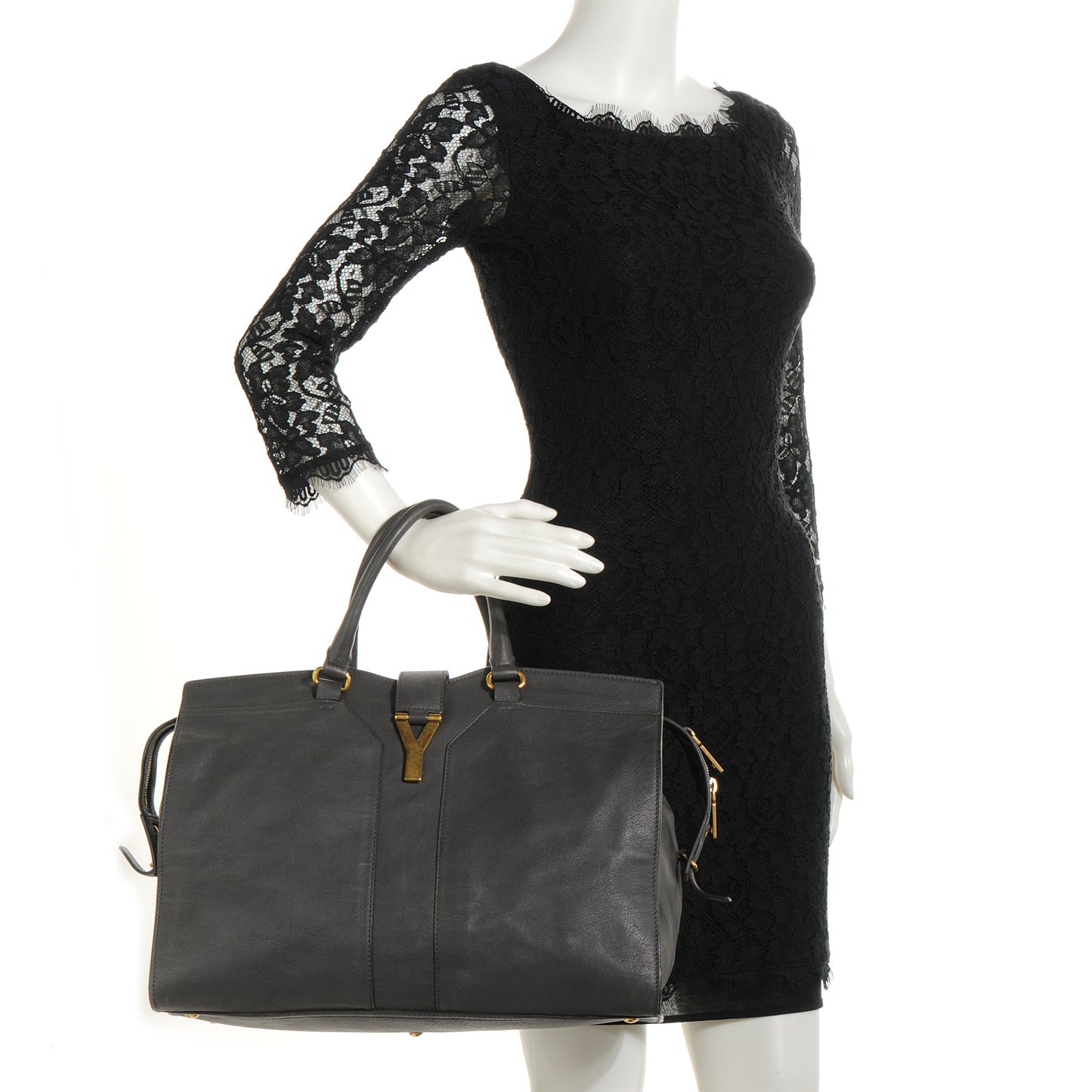 Leather Large Cabas ChYc Bag Grey