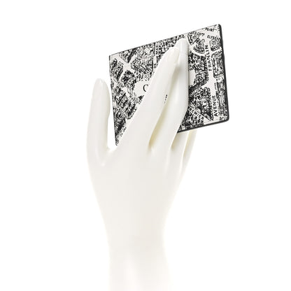 Christian Dior Calfskin Plan De Paris Print Card Holder White Black 2 of 9