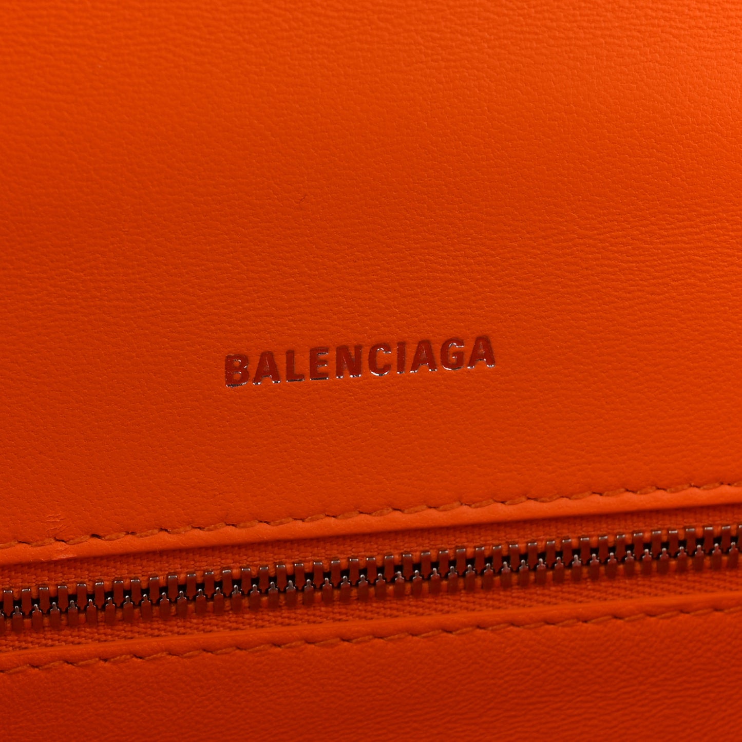 Shiny Calfskin Crocodile Embossed Small Hourglass Top Handle Bag Pop Orange