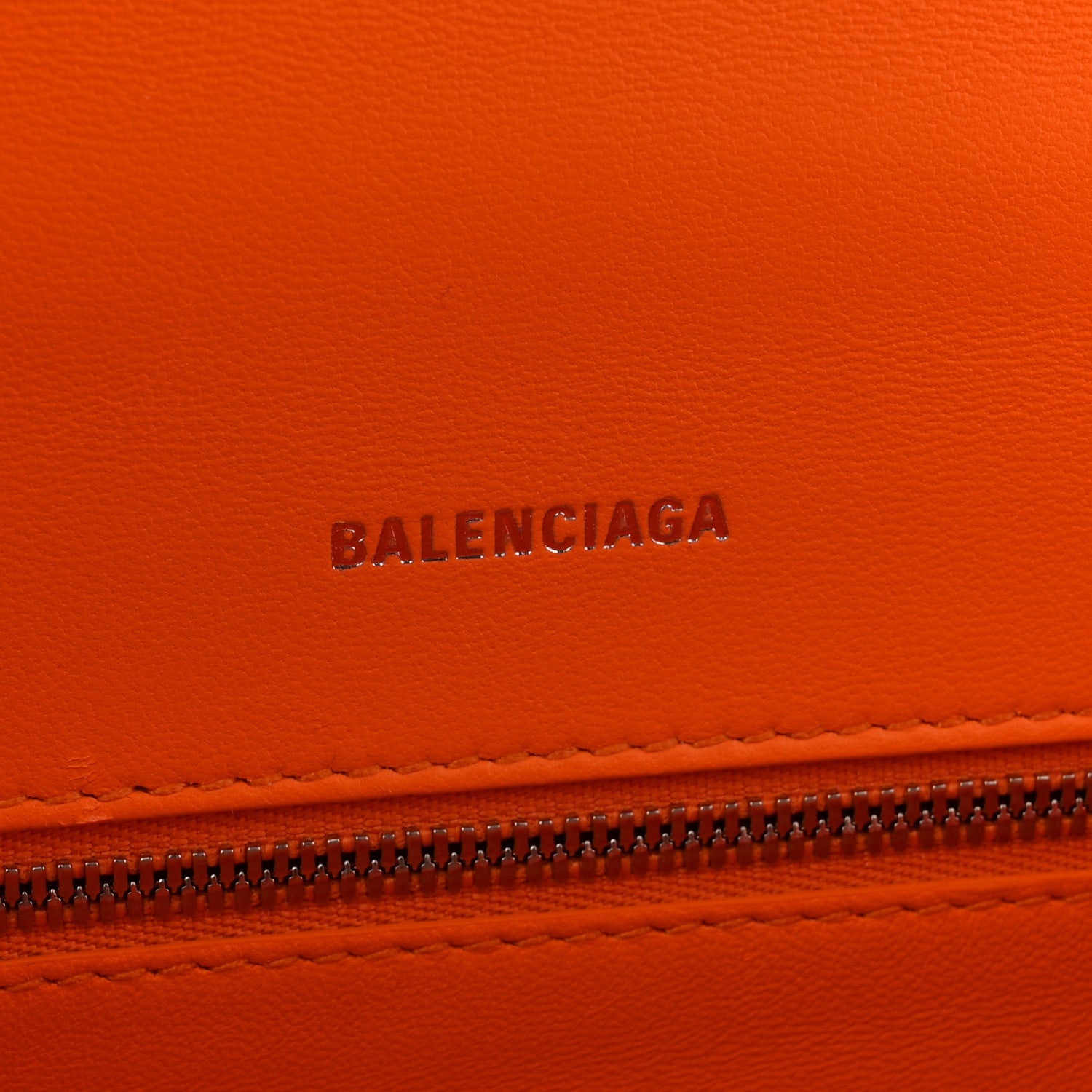 Balenciaga Shiny Calfskin Crocodile Embossed Small Hourglass Top Handle Bag Pop Orange 6 of 12