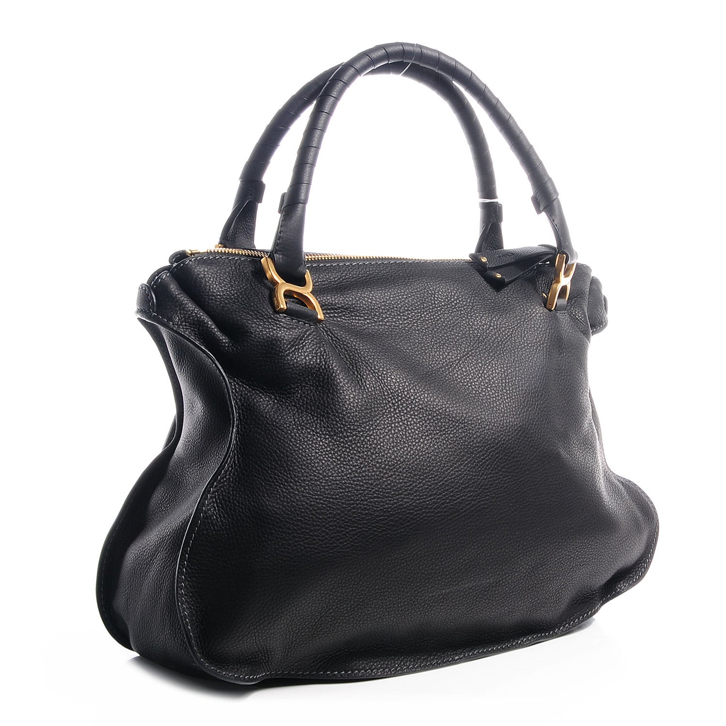 Calfskin Large Marcie Satchel Black