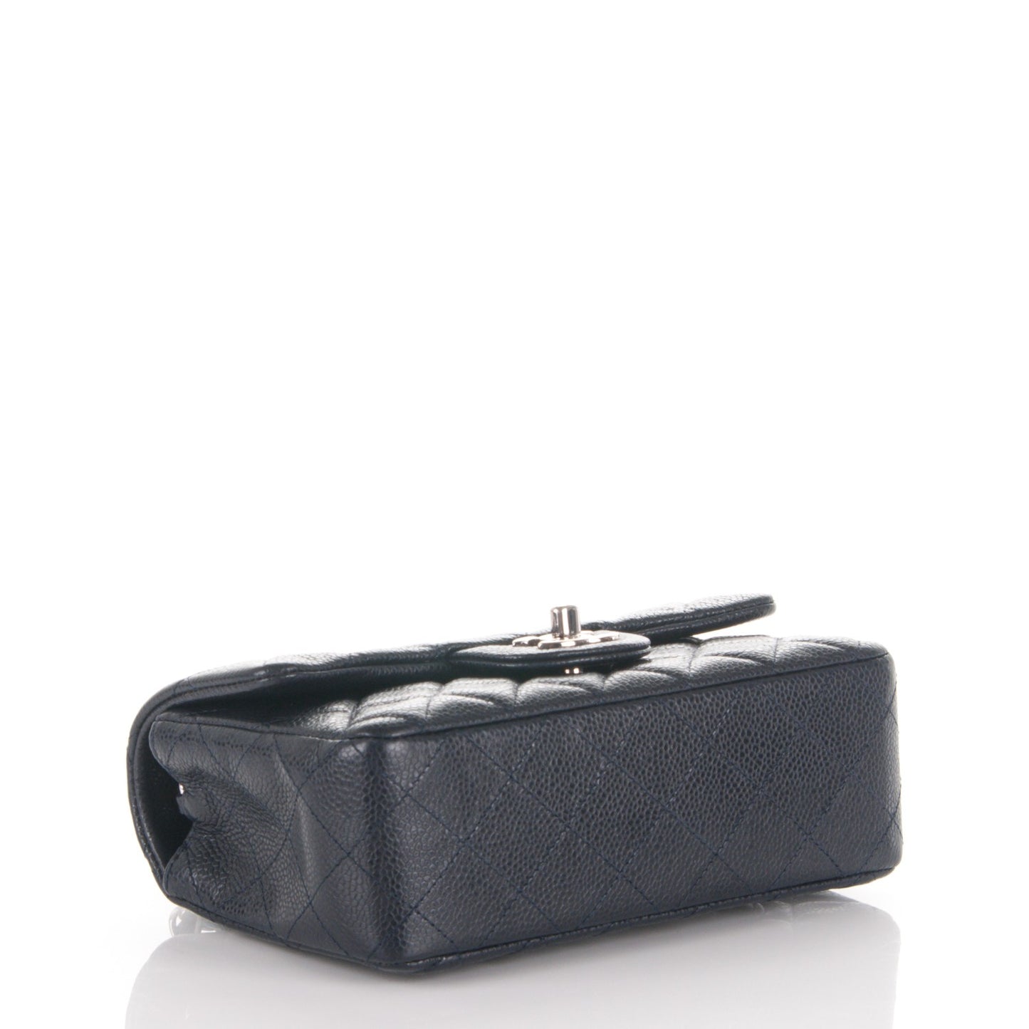 Caviar Quilted Mini Rectangular Flap Navy Blue
