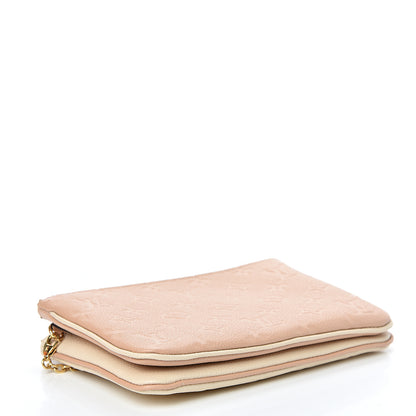 Louis Vuitton Empreinte Double Zip Pochette Beige Rose Creme 3 of 11