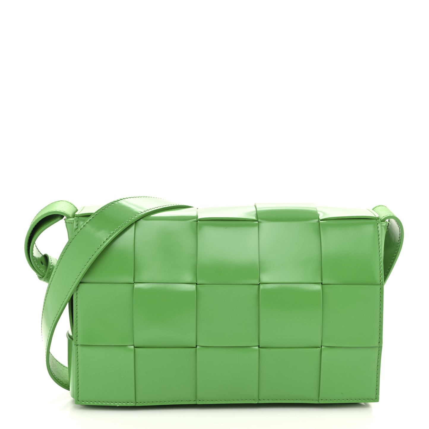 Patent Maxi Intrecciato Cassette Crossbody Bag Parakeet