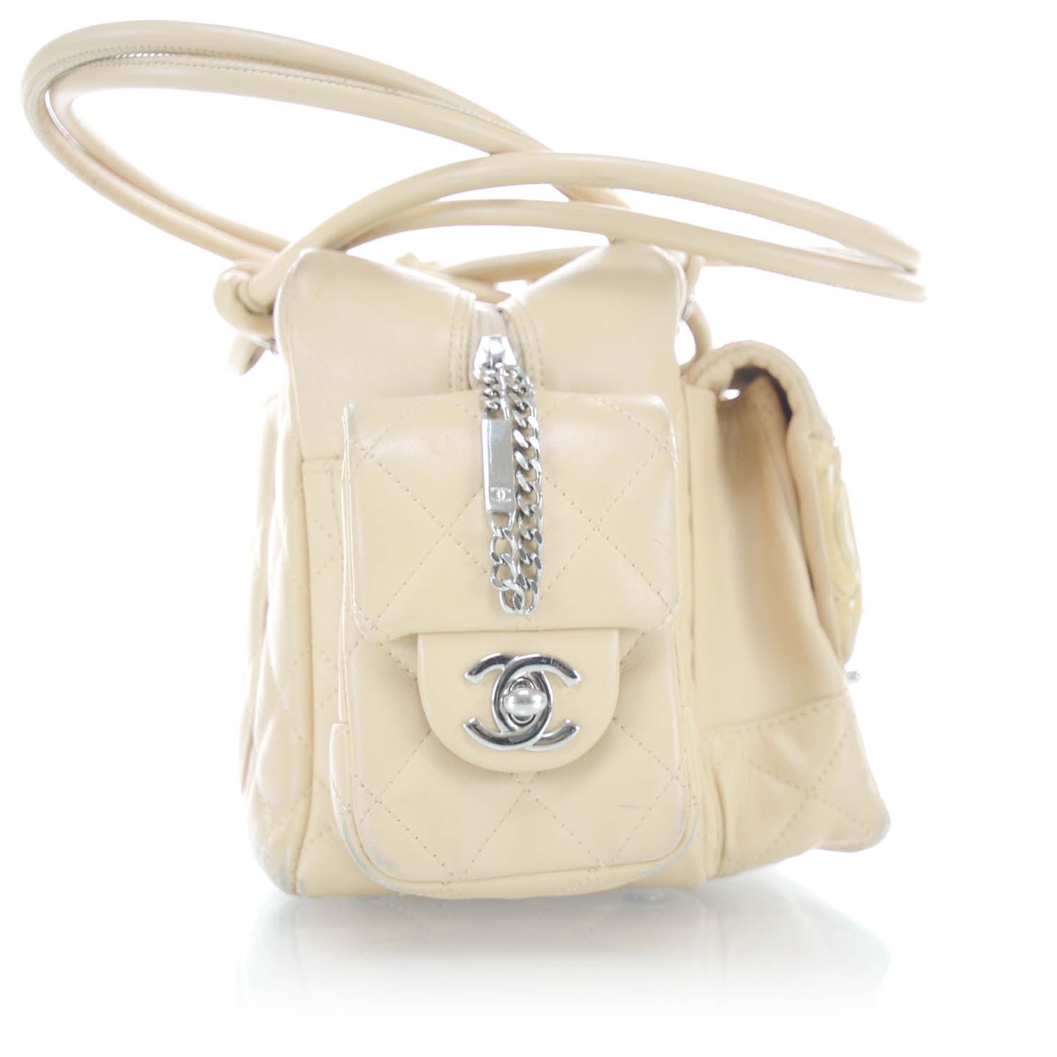 Chanel Calfskin Quilted Small Cambon Multipocket Reporter Beige 7 of 11