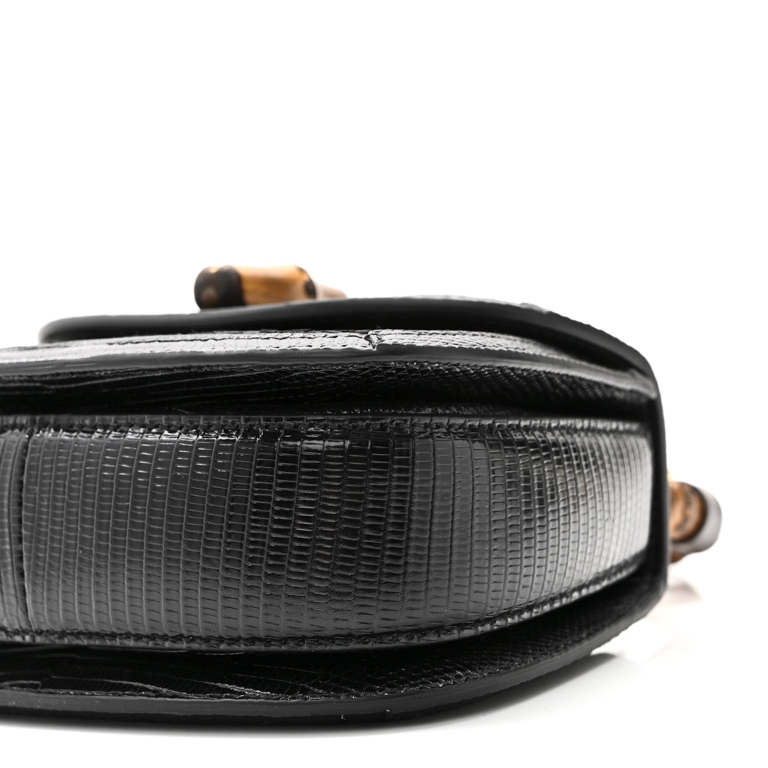 Gucci Sequin Lizard Embossed GG Mini Bamboo 1947 Top Handle Chain Bag Black White 10 of 10