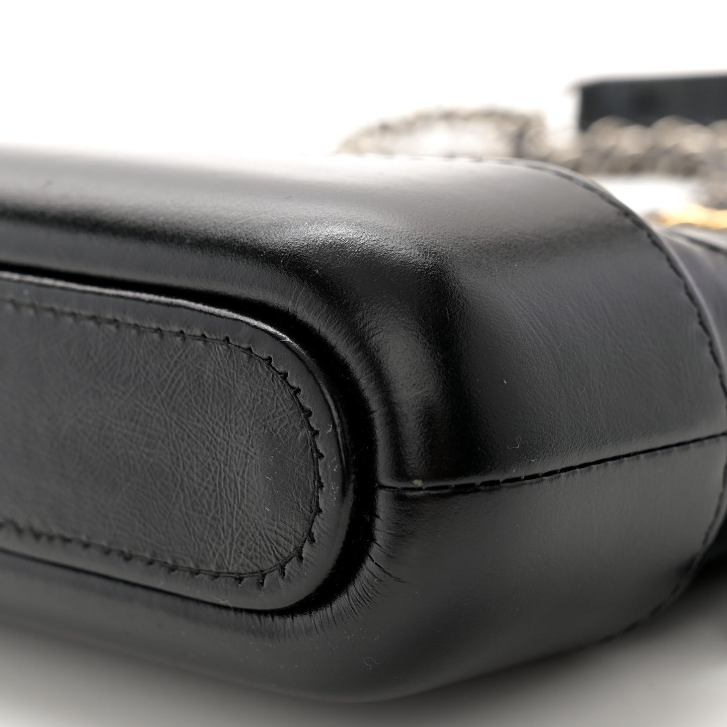 Aged Calfskin Quilted Small Gabrielle Clutch With Chain Black
