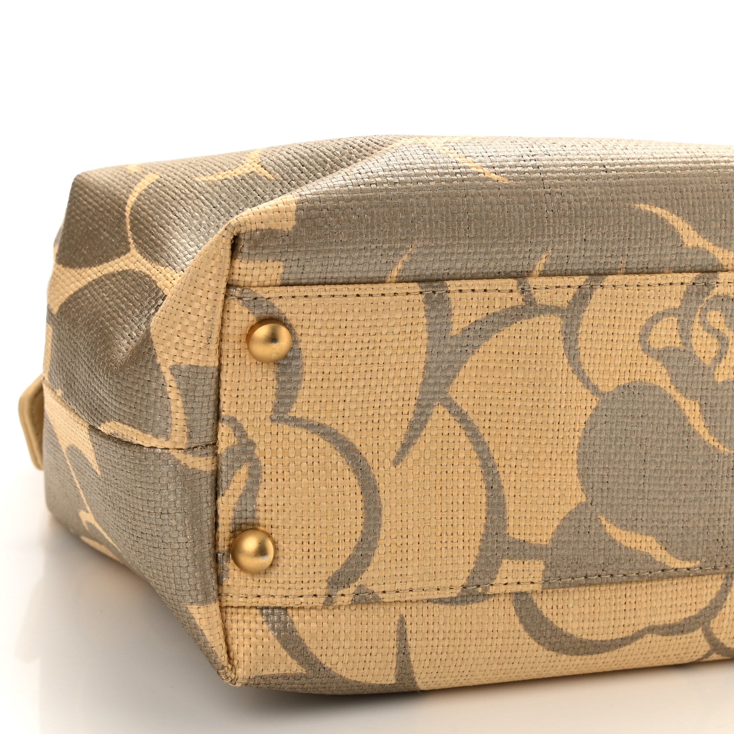 Chanel Canvas Camellia Printed Shoulder Bag Beige Grey 9 of 10