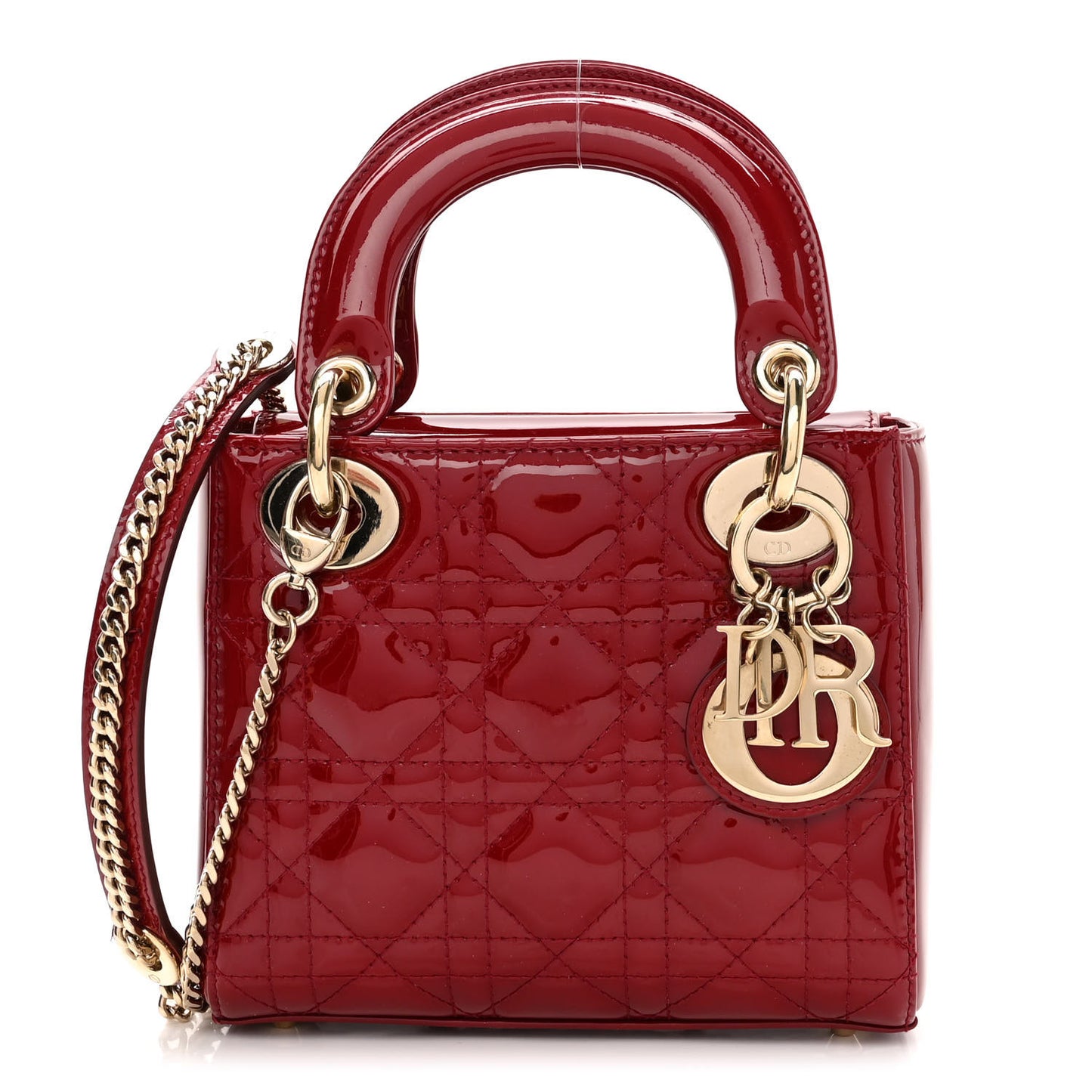 Patent Cannage Mini Lady Dior Red