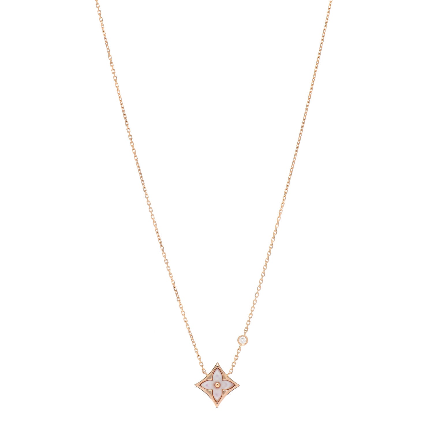Louis Vuitton 18K Pink Gold Diamond Pink Mother of Pearl Color Blossom BB Star Pendant Necklace 1 of 6