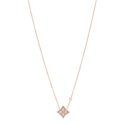 Louis Vuitton 18K Pink Gold Diamond Pink Mother of Pearl Color Blossom BB Star Pendant Necklace 1 of 6