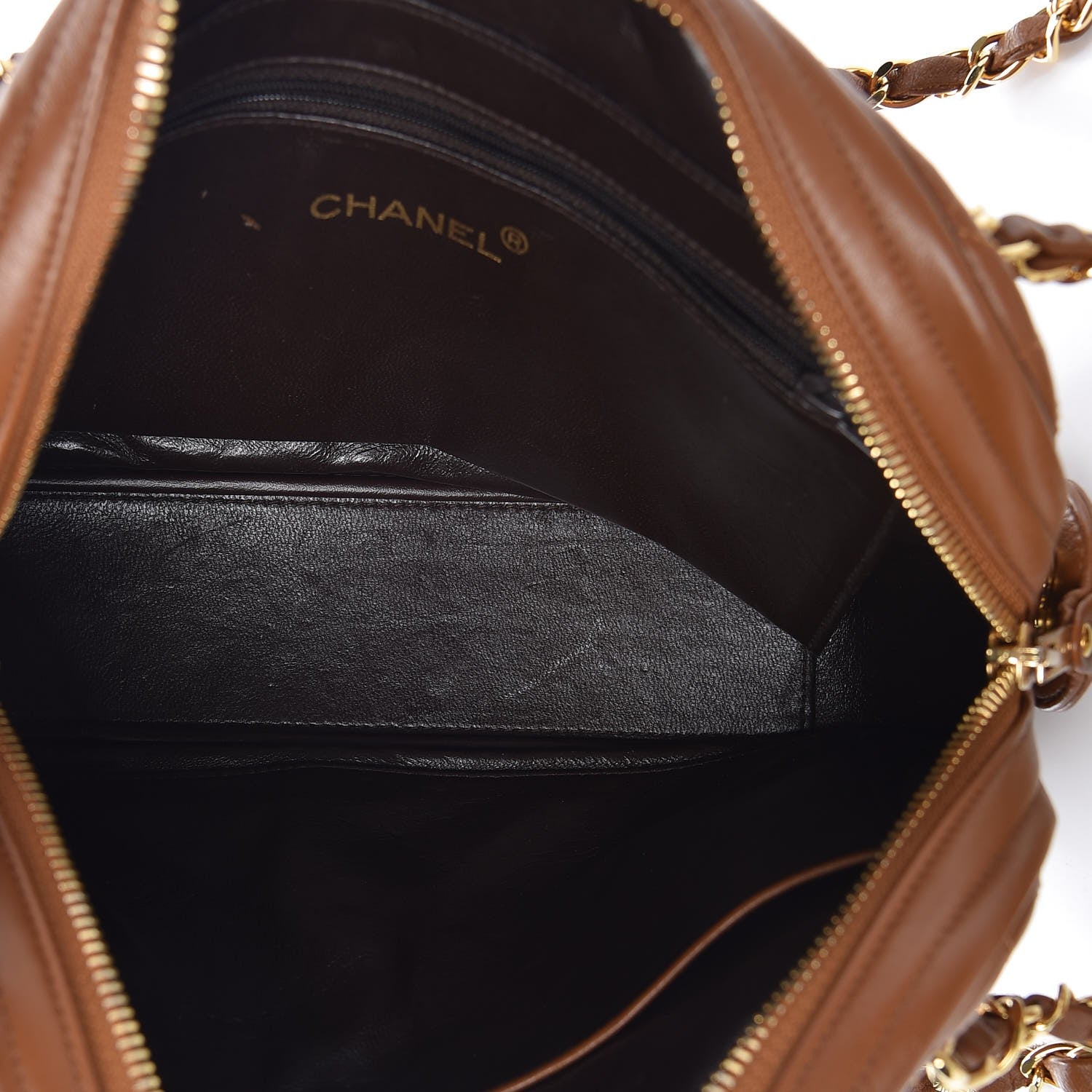 Chanel Lambskin Quilted Camera Case Brown 5 of 10