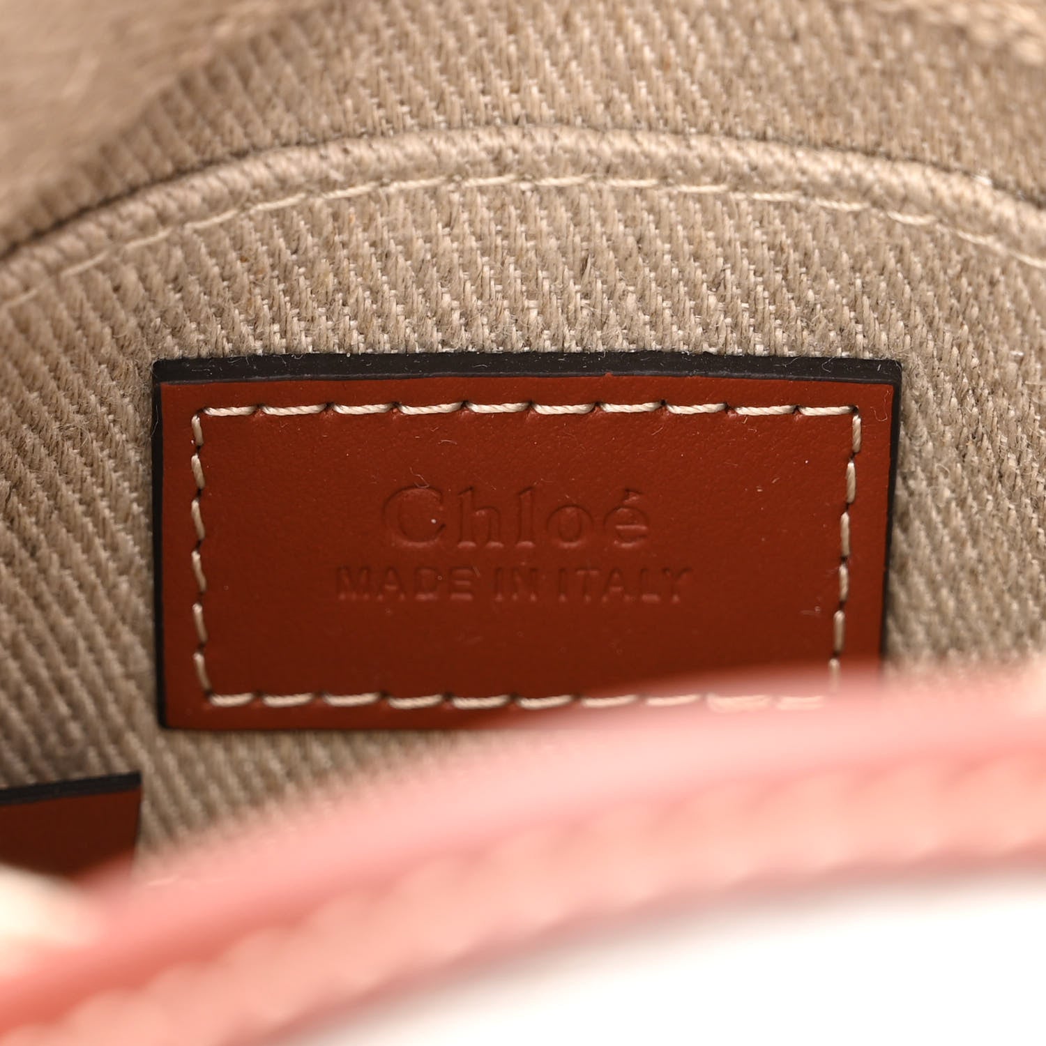 Chloe Cotton Calfskin Nano Woody Ribbon Tote White Brown 5 of 9