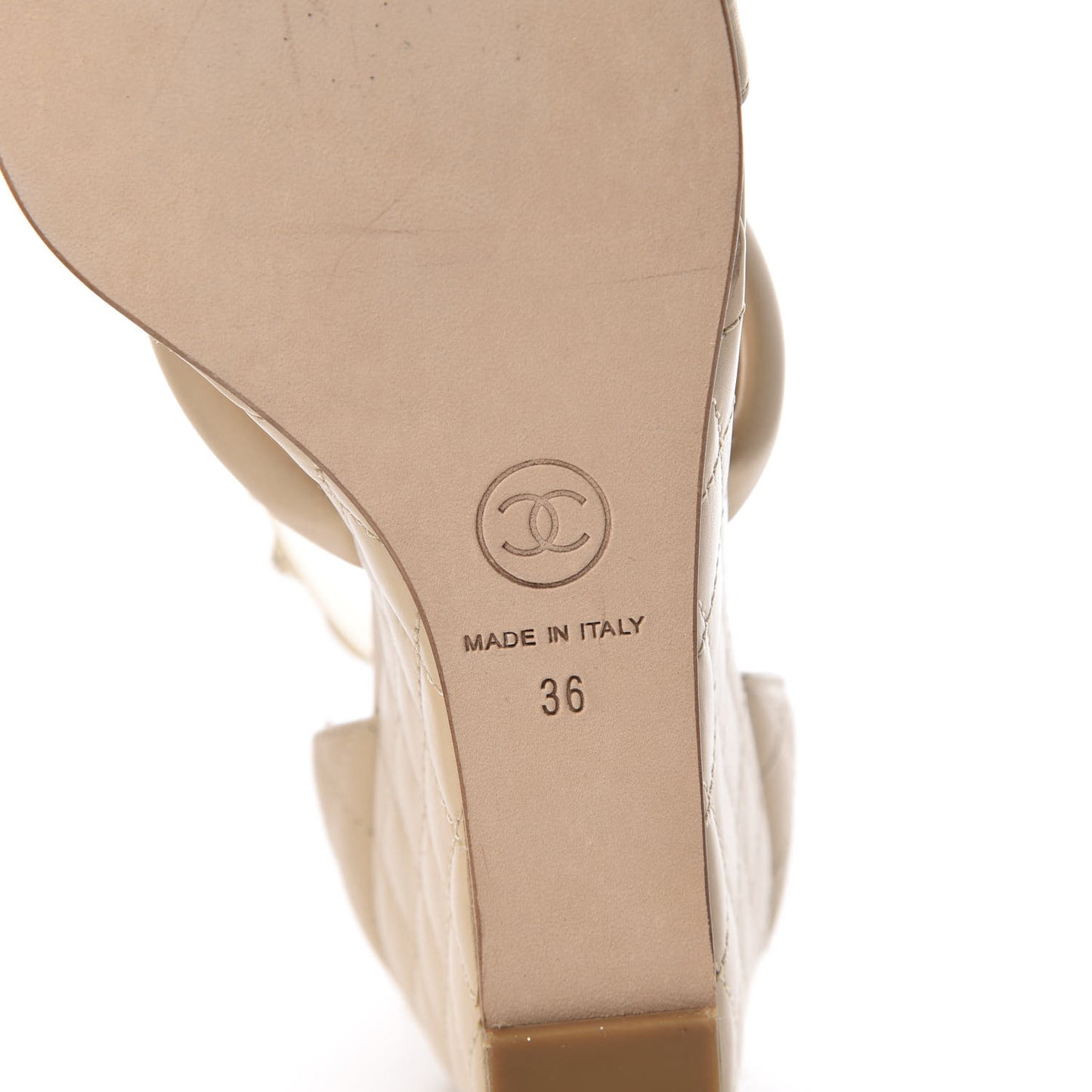 Lambskin Charms Wedge Sandals 36 Beige