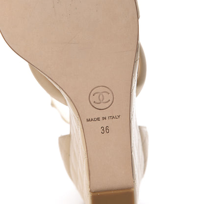 Chanel Lambskin Charms Wedge Sandals 36 Beige 6 of 11