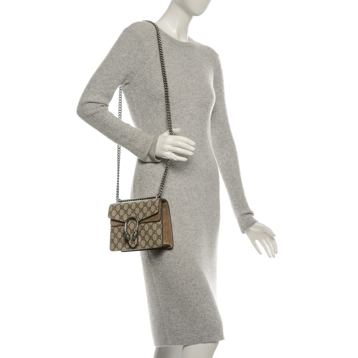 Gucci GG Supreme Monogram Mini Dionysus Shoulder Bag Taupe 2 of 7