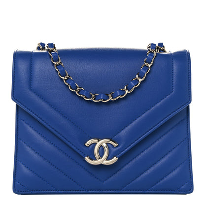 Chanel Calfskin Quilted Chevron Small Single Flap Blue 1 of 10