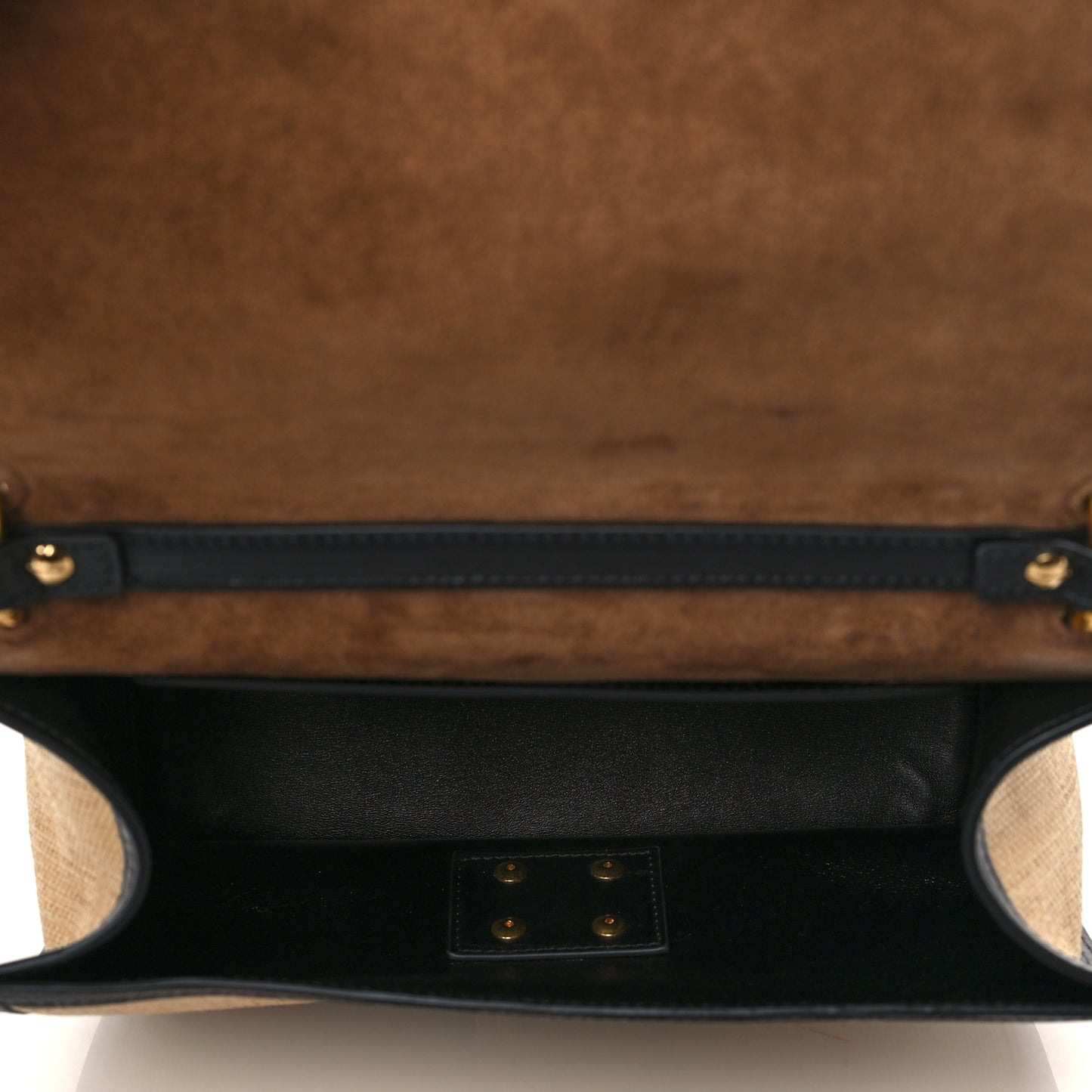 Raffia Calfskin F is Fendi FF Embroidered Kan U Shoulder Bag Grano Black