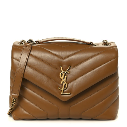 Saint Laurent Calfskin Y Quilted Monogram Small Loulou Chain Satchel Dark Natural 1 of 12