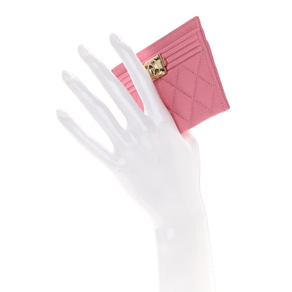 Chanel Caviar Quilted Boy Card Holder Pink 3 of 11