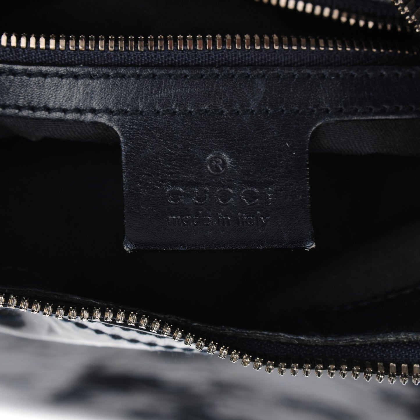 Patent Calfskin Horsebit Embossed Glam Hobo Navy