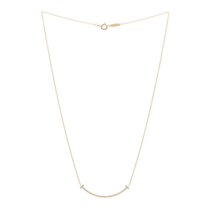 Tiffany 18K Yellow Gold Diamond Small T Smile Pendant Necklace 3 of 5