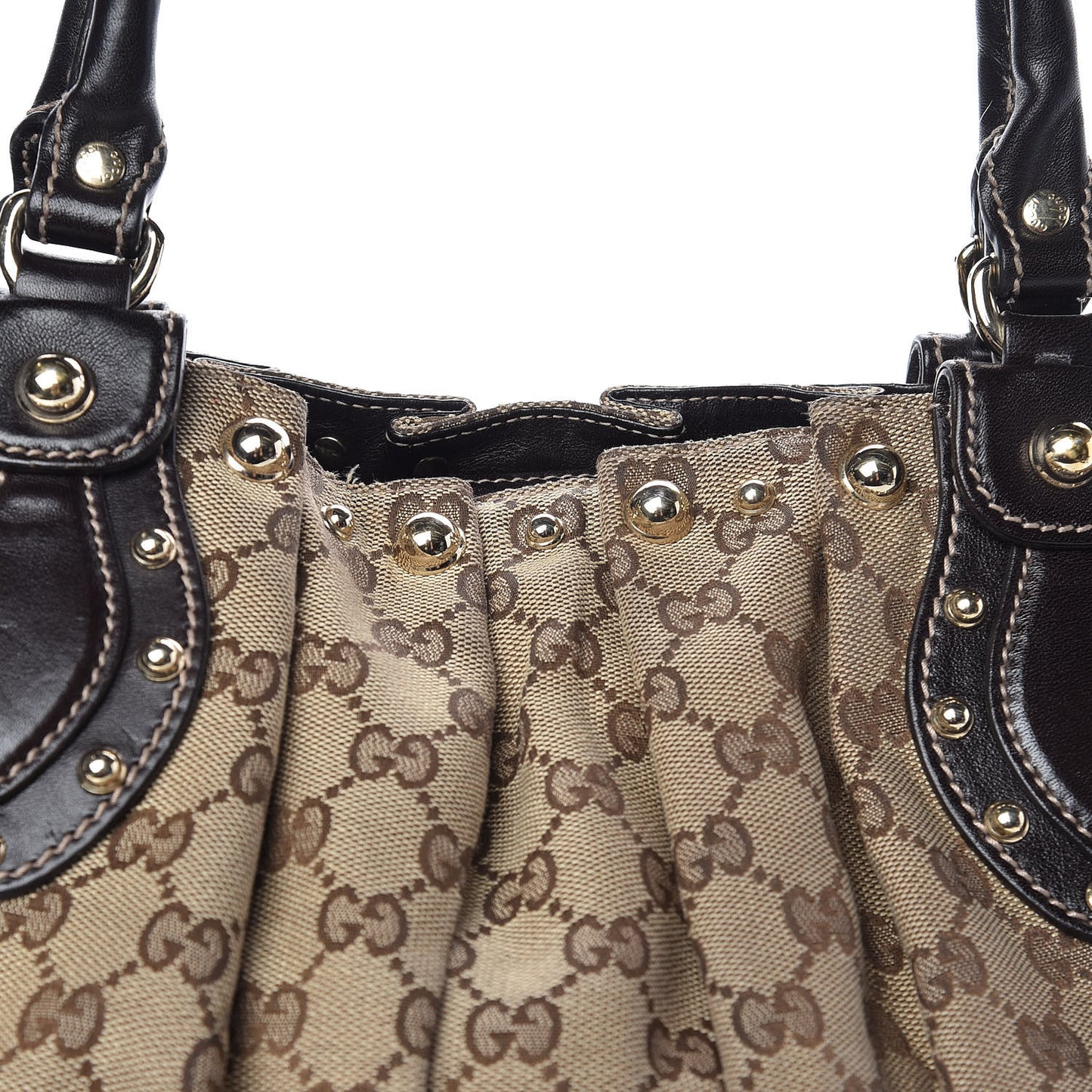 Monogram Studded Pelham Tote Dark Brown