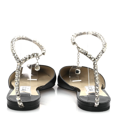 Jimmy Choo Patent Crystal Saeda Flats 38 Black 5 of 13