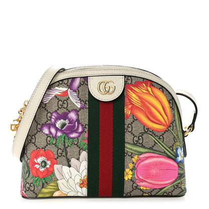 Gucci GG Supreme Monogram Flora Web GG Small Ophidia Dome Shoulder Bag White 1 of 10