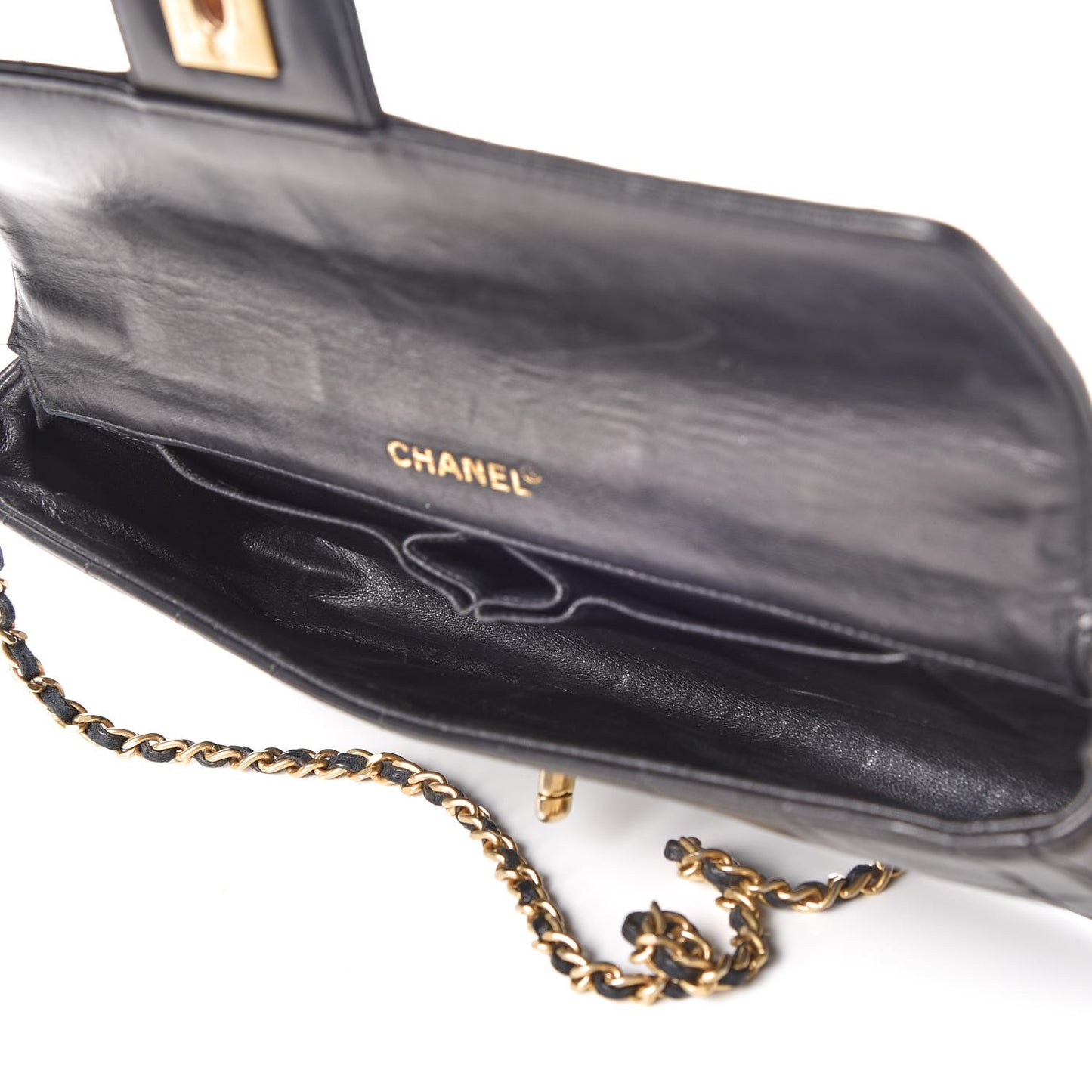 Lambskin East West Chocolate Bar Flap Black