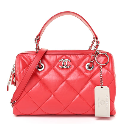 Chanel Calfskin Quilted Small CC Bowling Bag Red 1 of 17