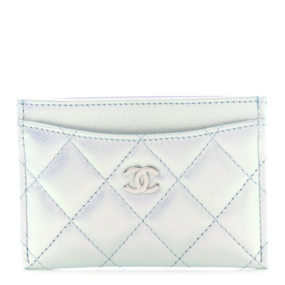 Chanel Iridescent Calfskin Quilted Card Holder Light Blue 1 of 8