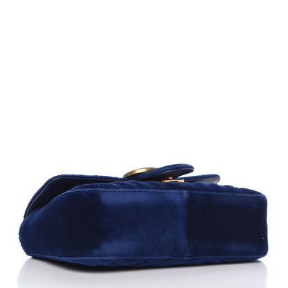 Gucci Velvet Matelasse Mini GG Marmont Shoulder Bag Cobalt Blue 4 of 10